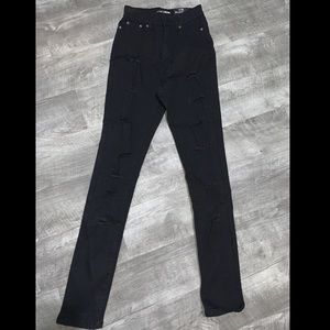 Black high waisted ripped jeans